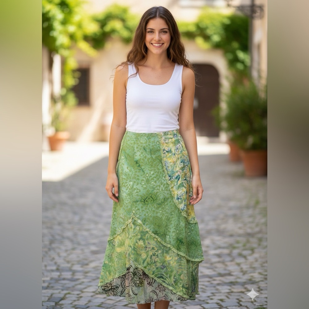 SANTIKI Women’s Boho Midi Skirt